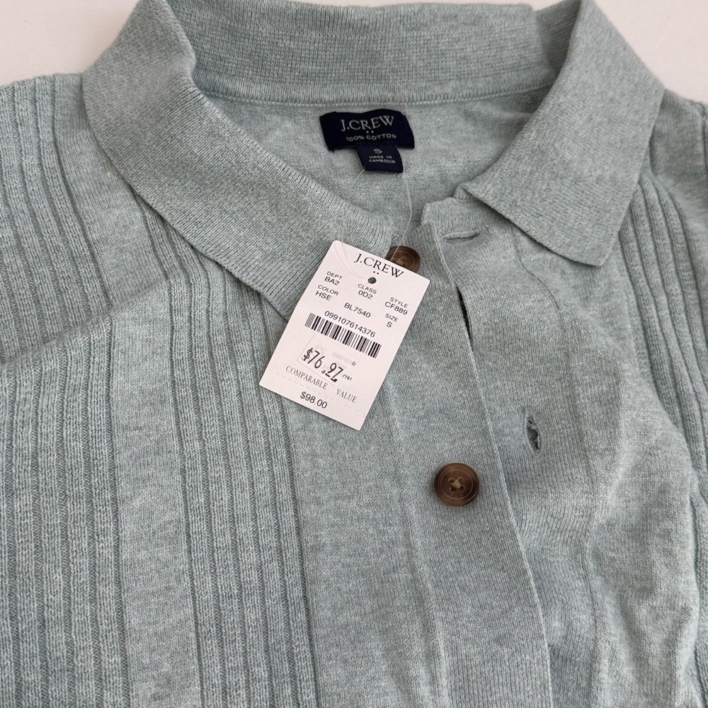 J crew mens button down short sleeve t shirt 100% cotton size small - Picture 2 of 3